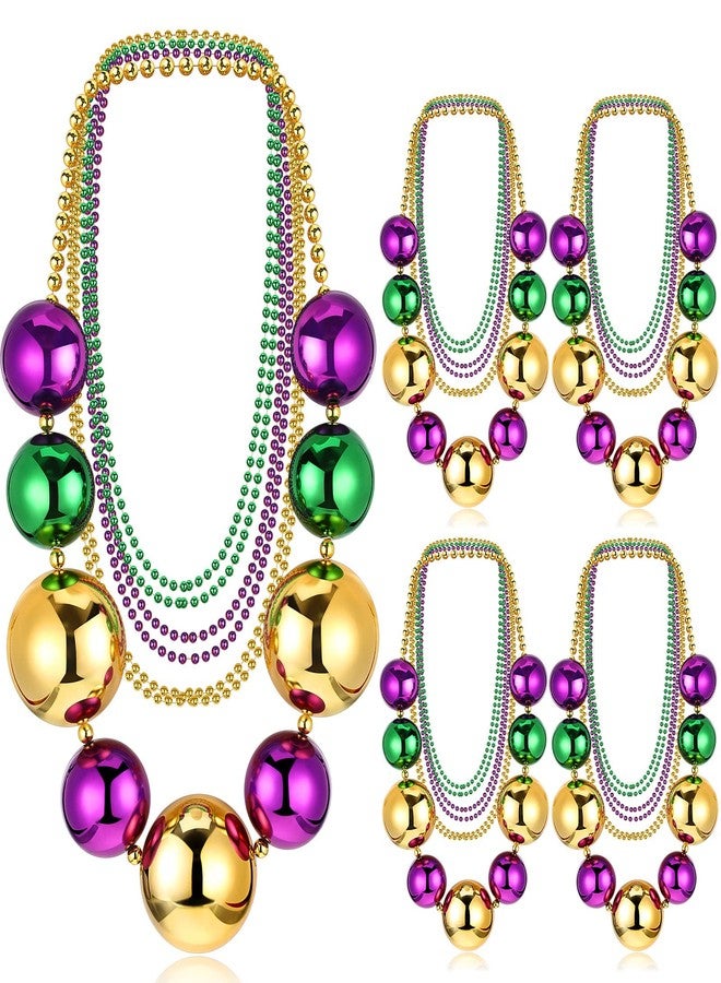 Batiyeer 66 Pcs Jumbo Big Ball Mardi Gras Beads Necklaces Bulk and Assorted Costume Necklace Bulk Metallic Gold Purple Green Beaded Necklaces Mardi Gras Accessories for Party Throws Masquerade Favors - Image 1